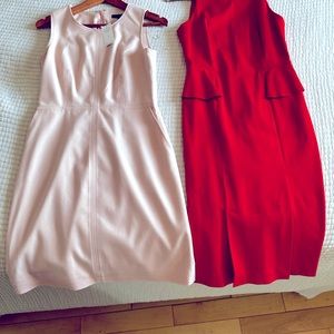 Two dresses. One red. One pink. Banana Republic. Size 4.